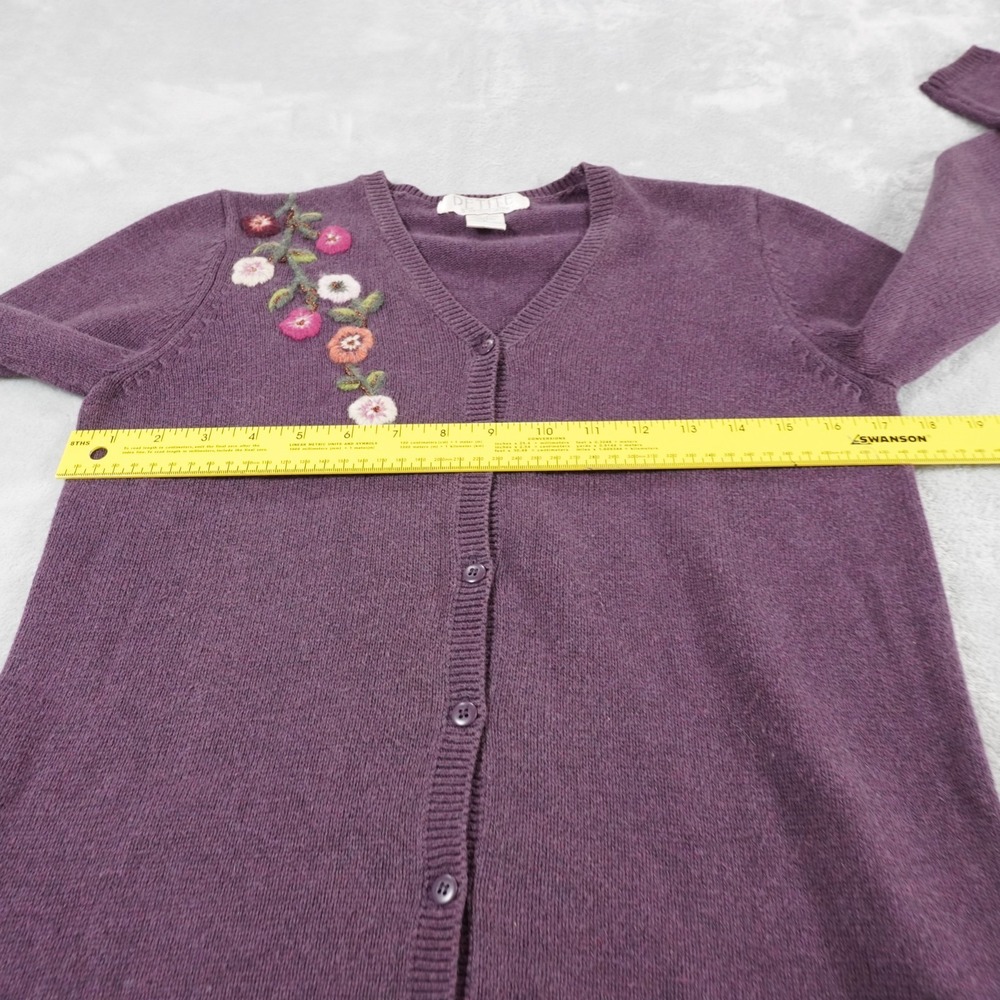 Vintage Embroidered Cardigan Sweater Petite XS Purple Cottagecore Whimsigoth Y2K - Picture 11 of 14